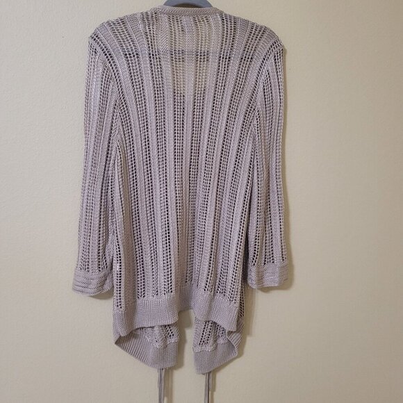 Chicos Open-Knit Fringe Kimono Womens‎ Size M/L Cardigan Duster Boho Cover up - Picture 5 of 8